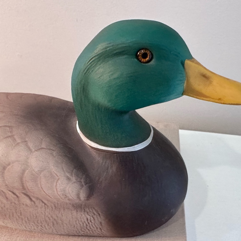 Handcrafted Ceramic Mallard Duck Sculpture - Green and Brown - Picture 8 of 13